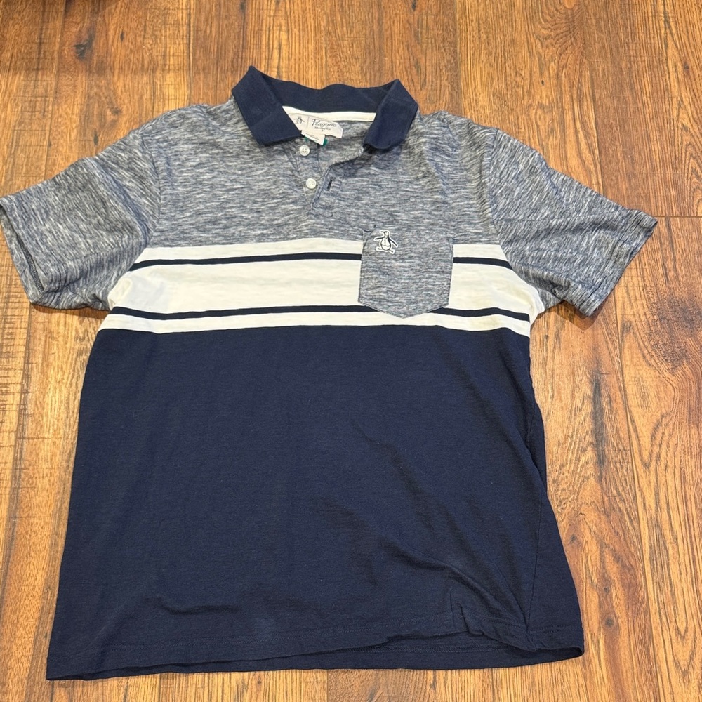 Original Penguin Blue and white  Polo Shirt Medium M
